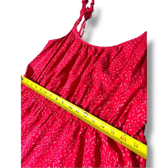 Banana Republic Casual Sleeveless Tiered Flowy Red Mini Dress with Ruffle Straps - Picture 12 of 16